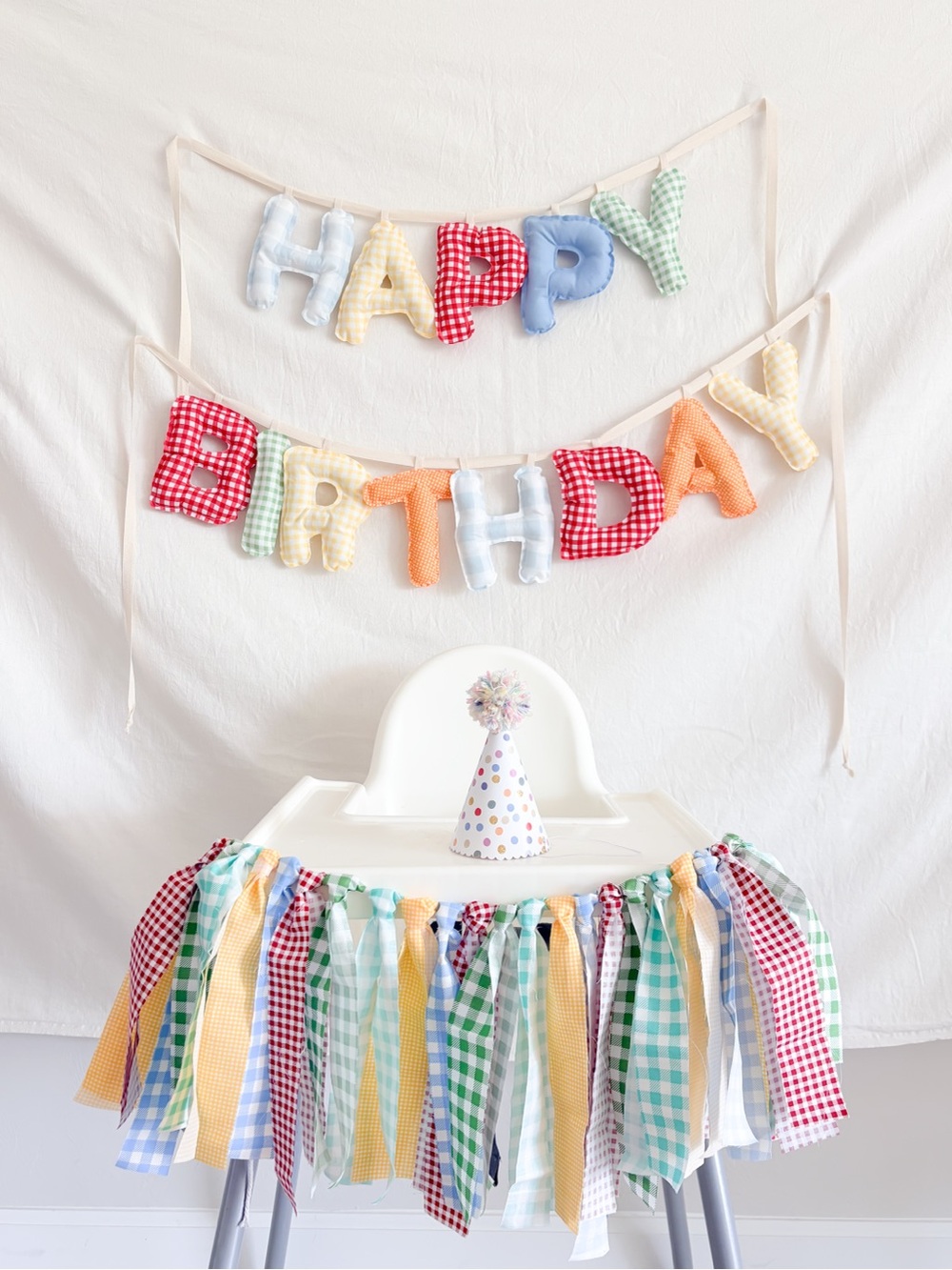Multicolor Fabric high chairBanner Garland - Home Party Supplies